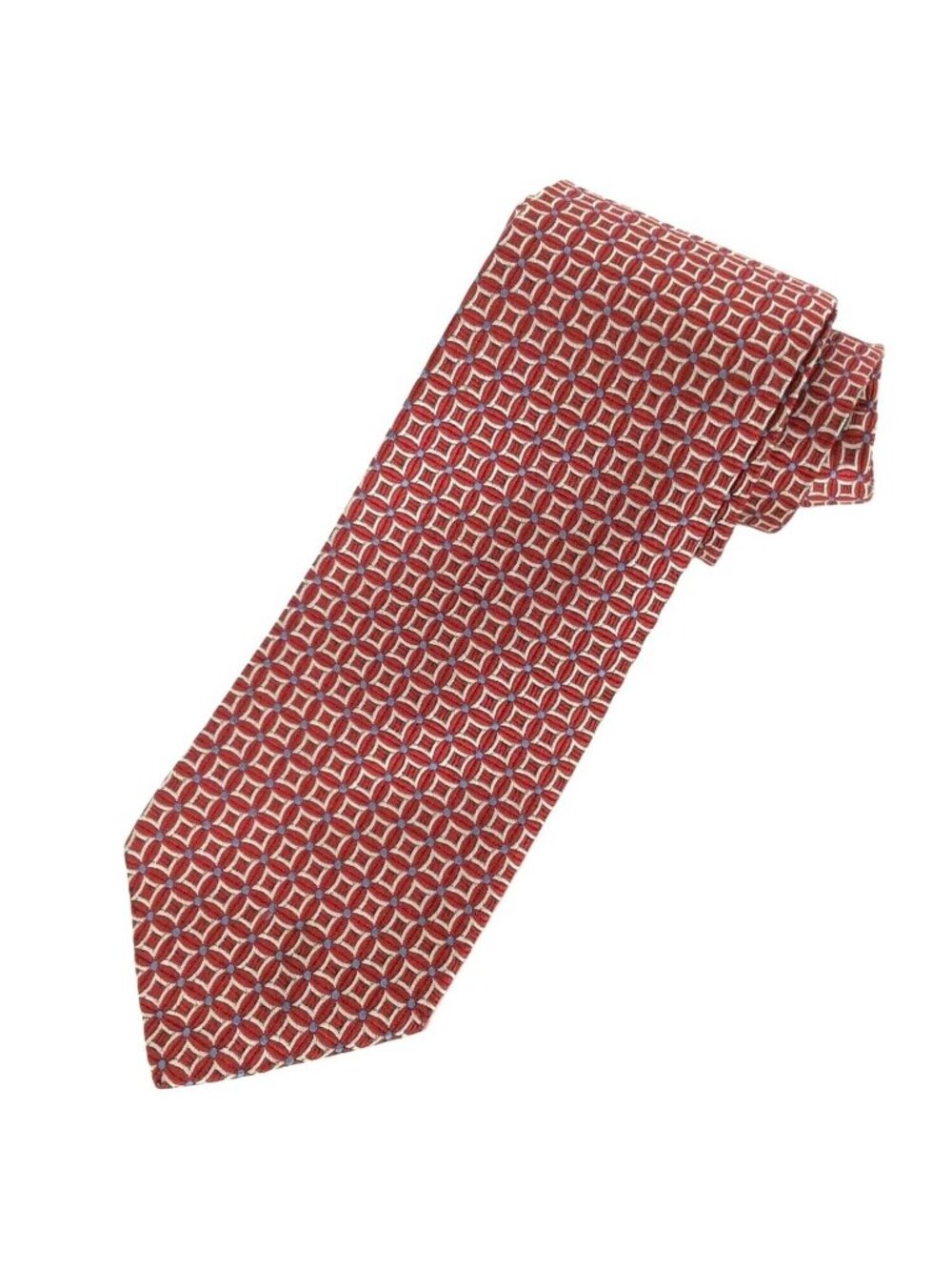 Brooks Brothers 346 Mens Geometric Neck Tie Red White Pure Silk